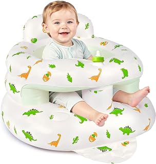 Upgraded Inflatable Baby Seat, Sit Me Up Floor Seat for Baby Chair,Dinosaur | Fully Surround, Waterproof Anti-Fall Design, Built-in Air Pump, with Back Support, Baby Seat for Learning Sit, Feeding