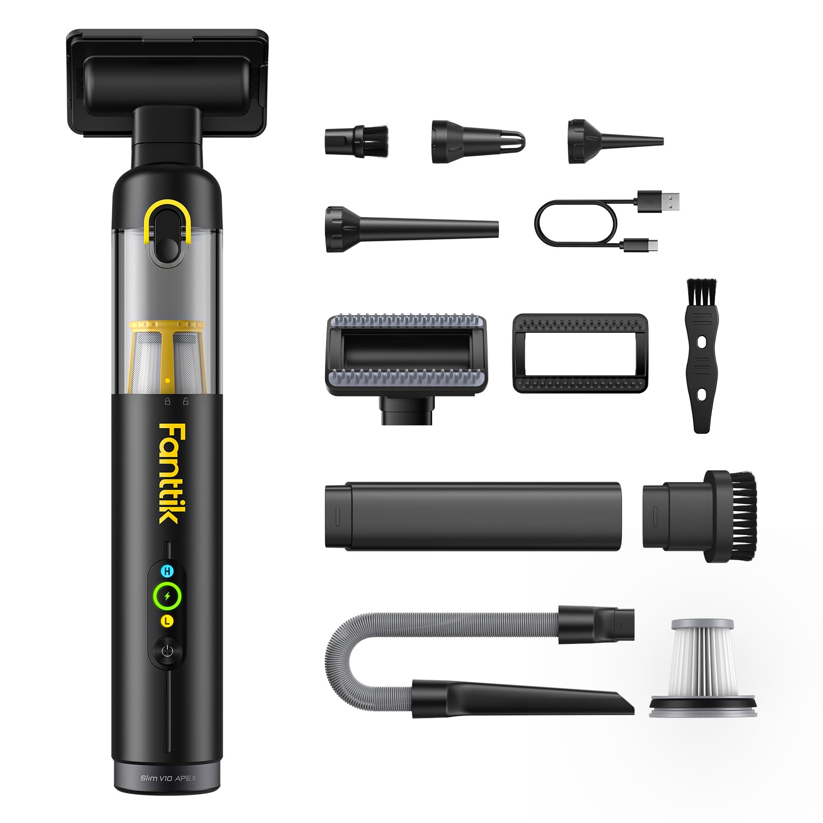 Fanttik Slim V10 APEX Cordless Car Vacuum, 4-in-1 Portable Mini Handheld Vac, Up