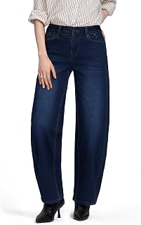 Barrel Jeans for Women, High Waisted Stretchy Trendy Wide Leg Jeans Relaxed Fit Baggy Boyfriend Denim Pants