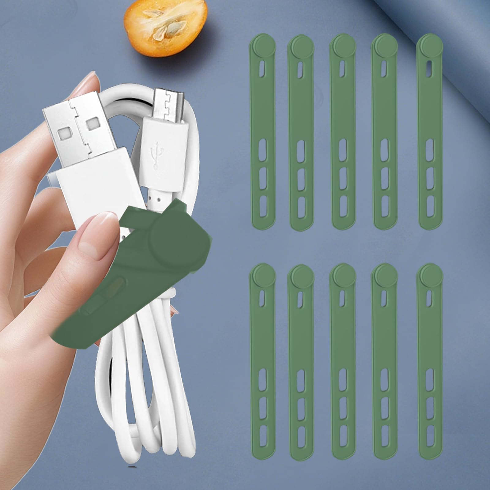 10 Pack Silicone Strap Ties, Triple Hole Adjustable Reusable Strap Clips for Hom