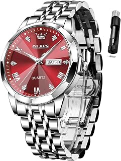 OLEVS Mens Quartz Analog Watch Stainless Steel Waterproof Luminous Date Two Tone Casual Wrist Watch