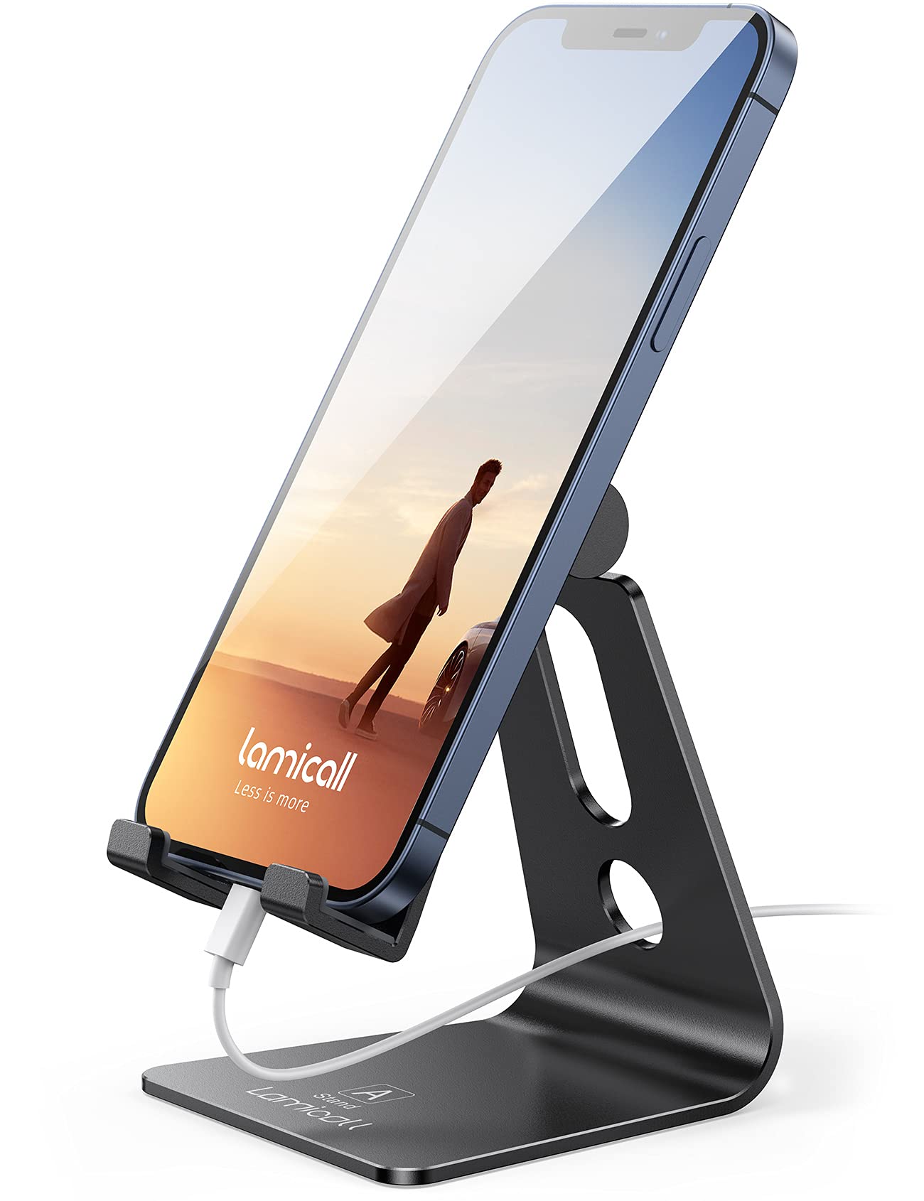 Lamicall Aluminum Cell Phone Stand, Adjustable Desk Phone Holder for iPhone | Ad