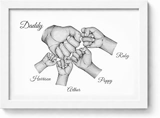 Violet Grace FIST BUMP Personalised Dad Gift Print | Daddy Grandad Birthday Gift | From The Kids, Son or Daughter - A5, A4, A3 Prints & Framed