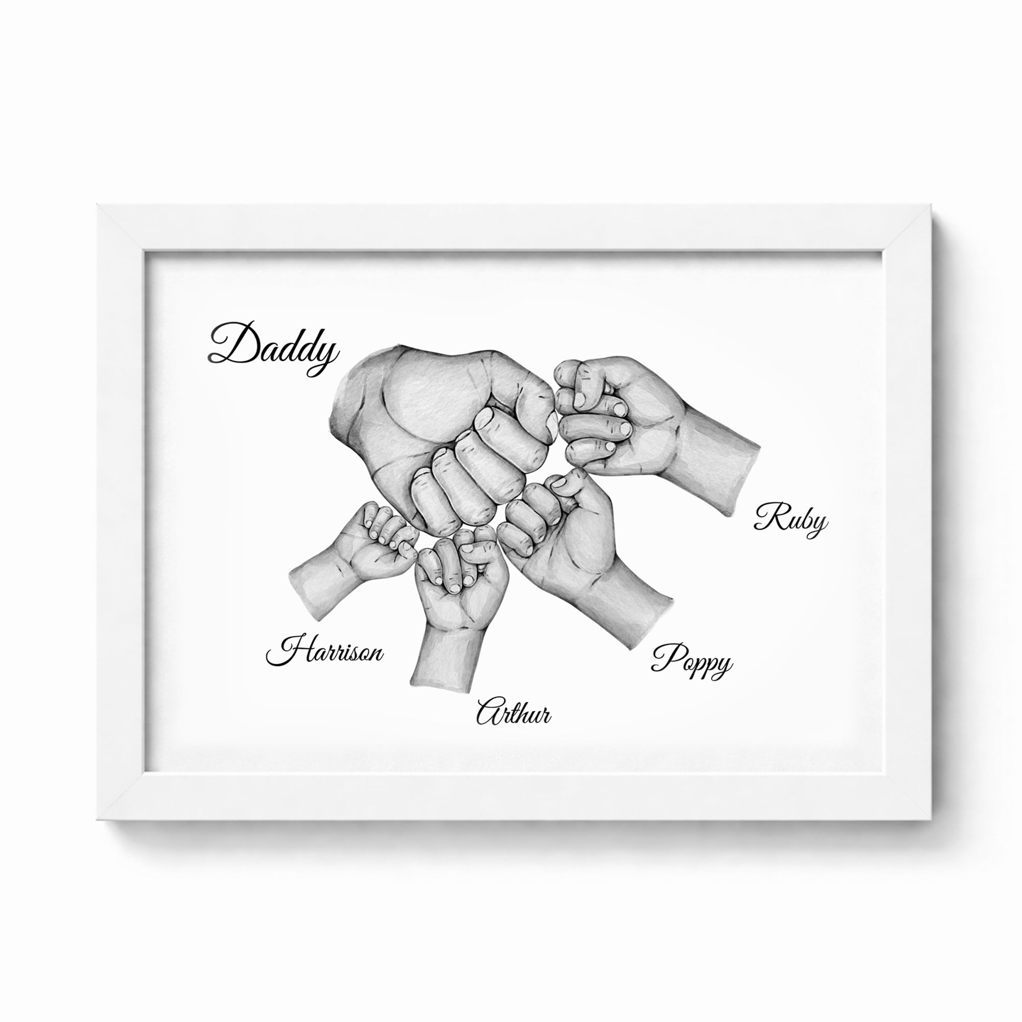 Violet Grace FIST BUMP Personalised Dad Gift Print | Daddy Grandad Birthday Gift