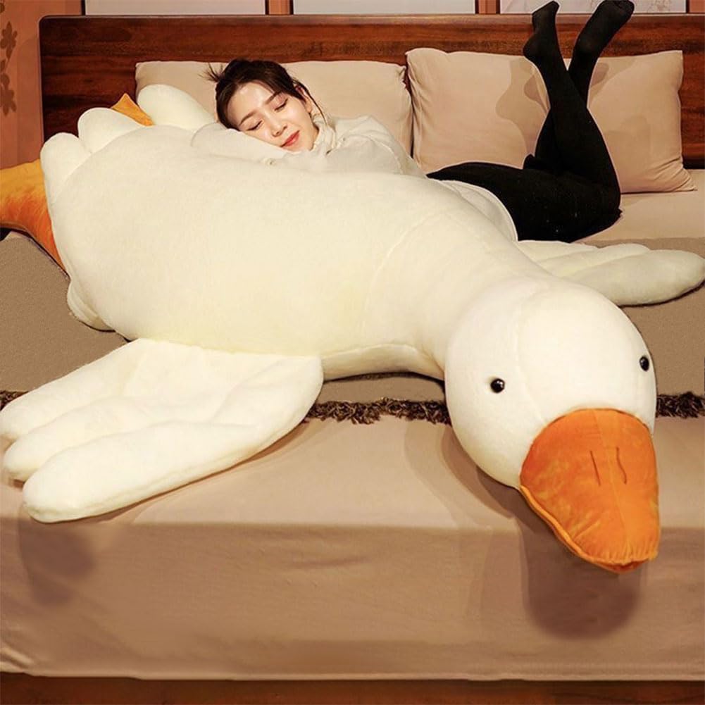 Srutirbo Giant White Goose Plush-75 in Soft Furry Swan Stuffed Animal Pillow,Hug