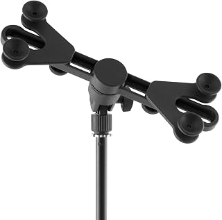 TIGER iPad Tablet Stand for Microphone/Music with Adjustable Clamp Pro Screw 5/8" with 3/8" Adapter - Black