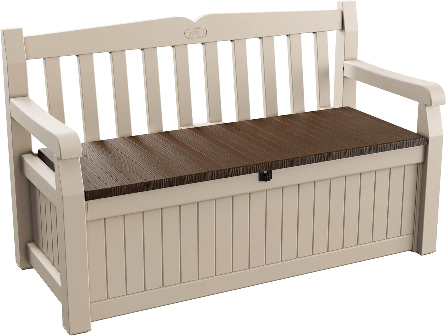 Keter Eden Bench 265L Outdoor 60% recycled Garden Furniture Storage Box Beige & 