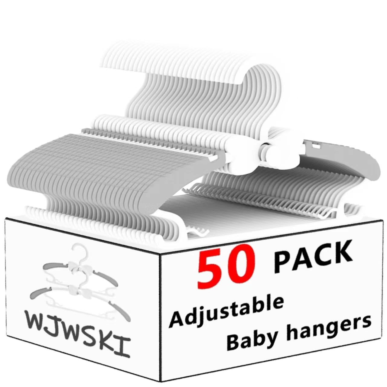 Baby Clothes Hangers 50 Pack, Plastic Kids Hangers Space Saving for Closet