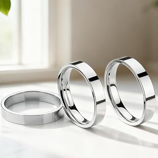 3mm Curved Band Three Piece Ring Set Titanium Steel Rings Retro Punk Stackable Comfortable Hand Jewelry Wedding Daily Holiday Gift Quality and Durability