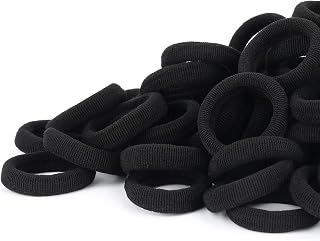 100 Pieces Vibrant Black Thick Elastic Bands - Stretchy Ponytail Bands - Soft Delicate Durable Hair Ties for Girls Women Ladies with