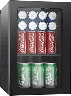 Erivess 24 Can Mini Fridge, 0.6 Cu.ft Beverage Refrigerator Cooler, Black | 18L, 40°F to 61°F, Compressor Cooling for Soda, Beer, Wine, Removable Shelf, Under Counter Freestanding, Home Bar Office Use