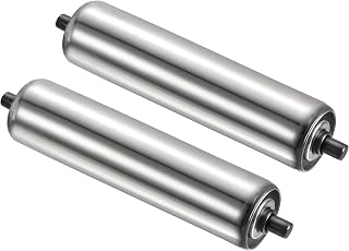 PATIKIL Conveyor Roller 2" Diameter 10" Length, 2 Pack Stainless Steel Gravity Transmission Replacement Part Galvanized End, Silver