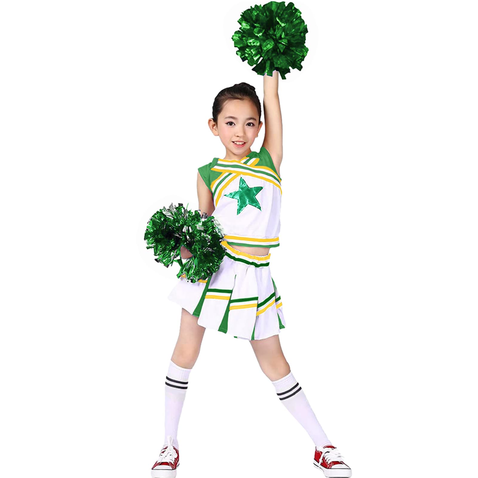 LOLANTA Girls' Cheerleading Costumes with Pompoms and Socks, Kids Halloween Fanc