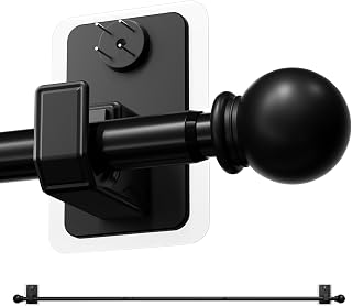 TRAROD No-Drill Curtain Rod for Windows 48 to 84 Inch - 2.0 Dual with Adhesive & Pin-Nail Mount System, 5/8" Diameter Renter Friendly & Minimal Wall Damage, Black Adjustable Drapery Rod