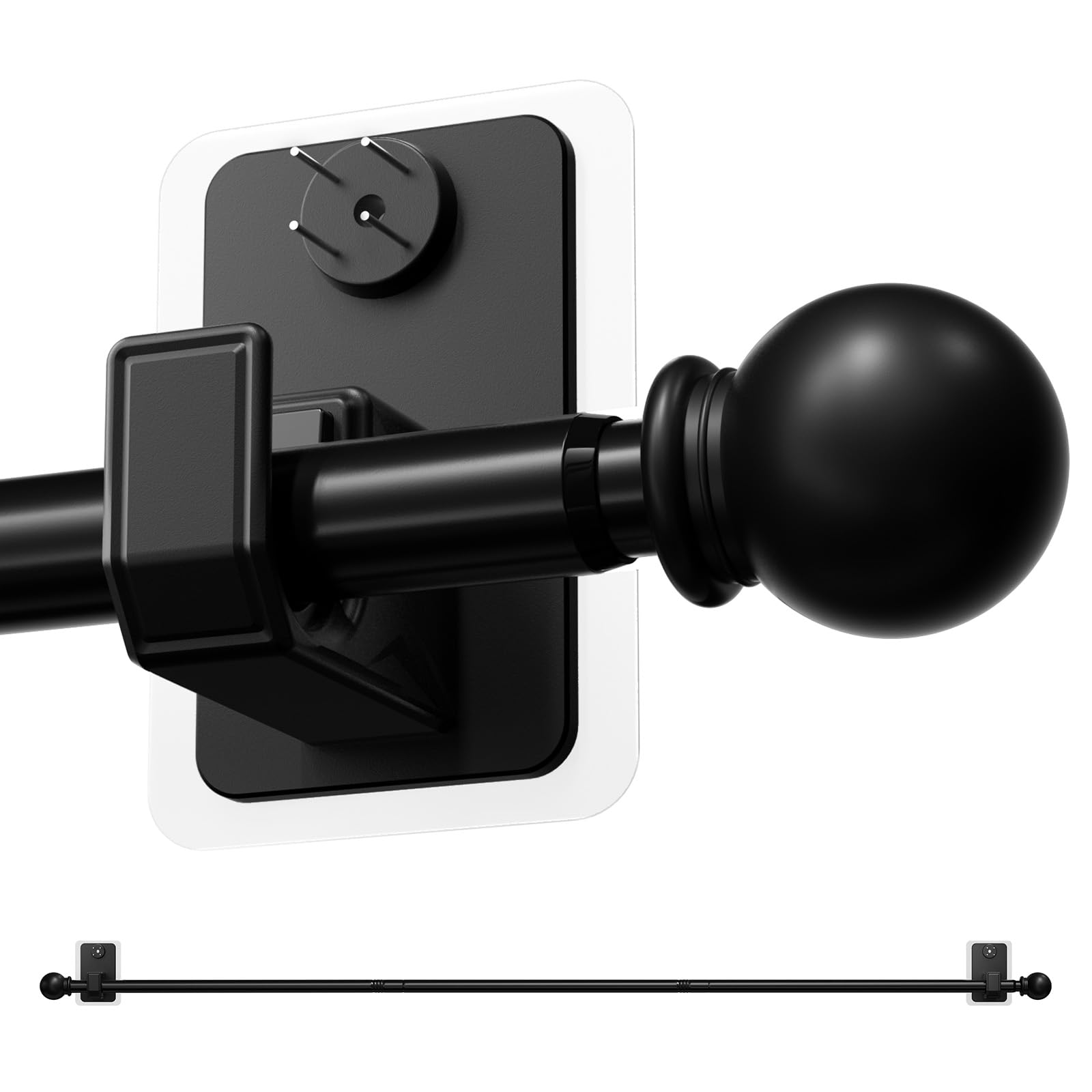 TRAROD No-Drill Curtain Rod for Windows 48 to 84 Inch - 2.0 Dual with Adhesive &