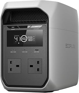 EF ECOFLOW DELTA 3 Classic Portable Power Station, 1024Wh LiFePO4 Battery | 1800W AC Output (3600W Surge), 100W USB-C, 1-Hour Fast Charging, Solar Generator for Camping, RV, Home Backup