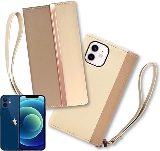 Shizuka Will iPhone 12 Mini Notebook Type Case Cover Strap Hole with Strap Eye Funde Caramel Color