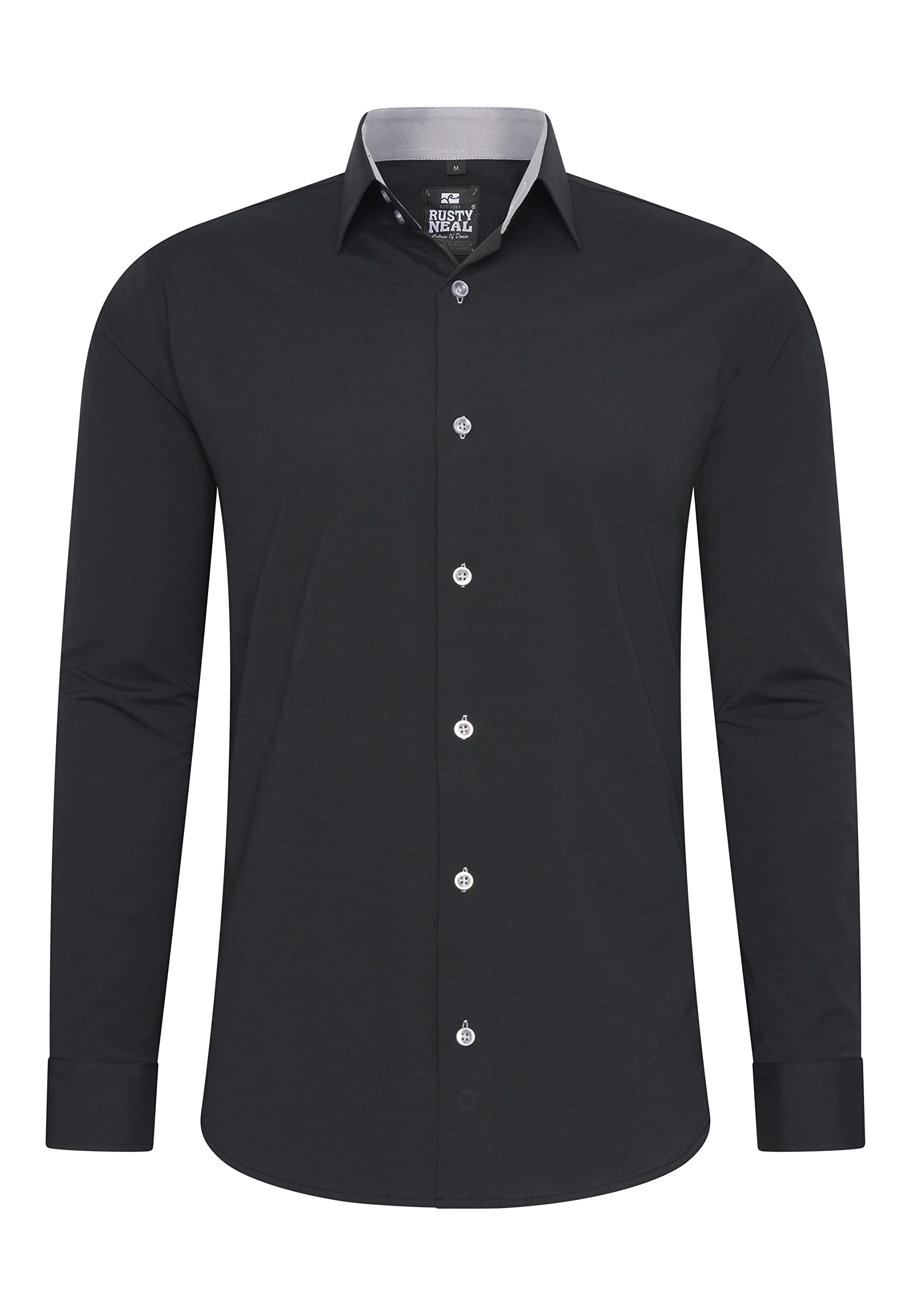 Rusty Neal Men's High Quality Slim Fit Long Sleeve Stretch Contrast Shirt Leisur