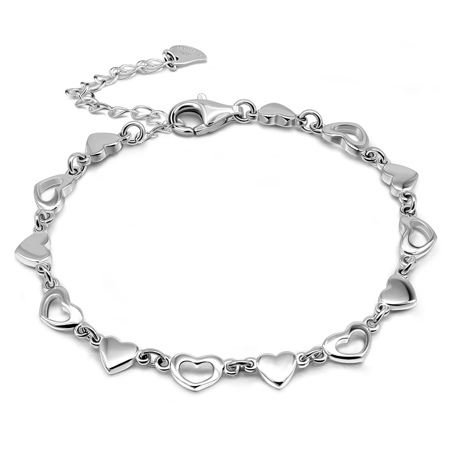 Dankadi 925 Sterling Silver Infinity Love Heart Link Bracelets Women Cute Animal