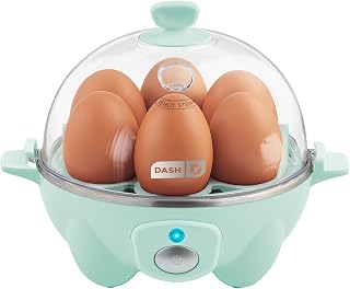 Dash Rapid Egg Cooker, 7 Eggs, Hard Boiled, Poached & Omelettes, Aqua | Electric Egg Poacher, Boiler, Steamer & Omelette Maker, Soft, Medium or Scrambled Eggs, Auto Shut-Off, BPA-Free