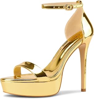 Aachcol Women's Platform Sandals Open Toe Stiletto Heel Ankle Strap Ankle Strap Sexy Dress Shoes 5 Inch Heel