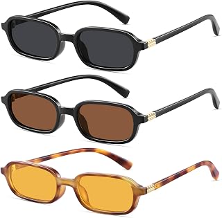 Retro Rectangle Sunglasses for Women Slim Trendy Small 90s Style Square Frame UV Protection