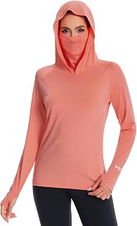 BASSDASH Women’s UPF 50+ Sun Protection Hoodie with Face Mask Neck Gaiter Breathable Long Sleeve Shirt for Hiking Fishing