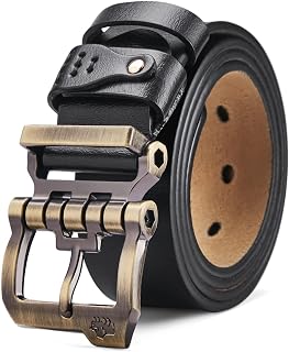 BISON DENIM Men's Leather Belt for Jeans Suit 38 mm