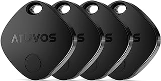 ATUVOS Air Tracker Tag 4 Pack, Smart Key Finder Luggage Tracker Compatible with Apple Find My (iOS Only, Android not Supported), Bluetooth Item Locator for Bags, Suitcase, Wallet, Replaceable Battery.