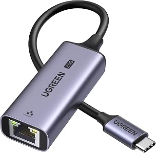 UGREEN USB C to Ethernet Adapter 2.5G, Ethernet Adapter Aluminum for Laptop | Type C (Thunderbolt 4/3 Compatible) to RJ45 Network Internet, Compatible for NAS, MacBook Air/Pro, iPhone 17 Pro/Max