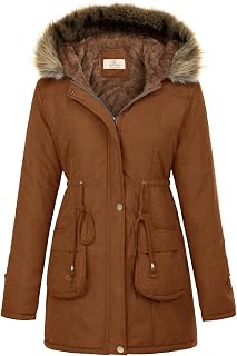 GRACE KARIN Women's Winter Coats Fleece Parkas Anoraks Hooded Military Jacket Coats