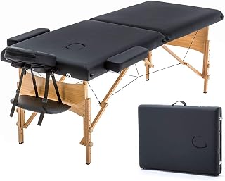 BestMassage Massage Bed Portable Folding Massage Table 22" Wide,Black | | 2-Fold Lash Bed Height-Adjustable with Carry Bag, 450lbs Capacity For Massage, Facial, Tattoo, Home, Spa