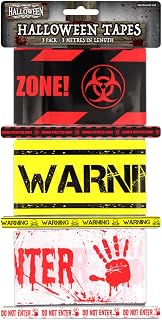 HENBRANDT Halloween Warning Tape Set - Zombie Infected Zone Decorations, Horror Party Props, Spooky Event Barriers, Realistic Crime Scene Effects (3m Length)