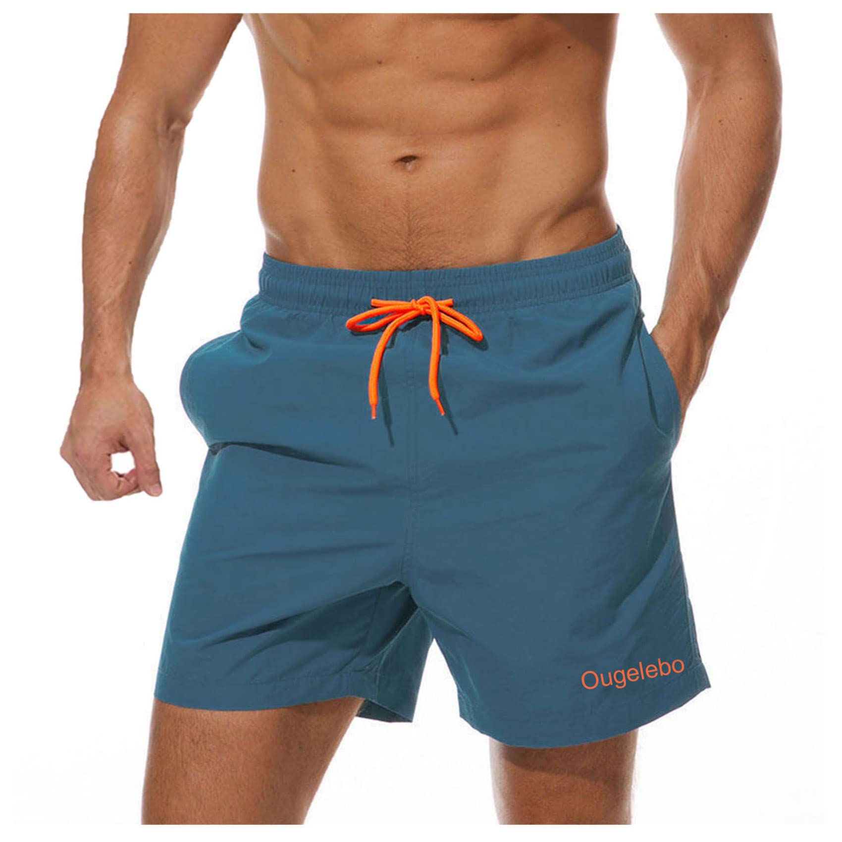 Ougelebo Swimming Trunks, Men's Quick-Drying Beach Shorts with Mesh Lining