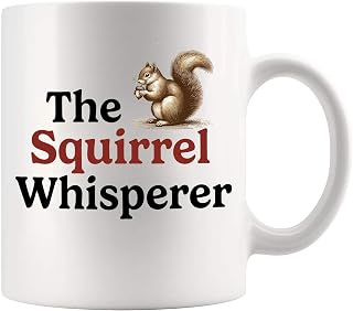 Panvola The Squirrel Whisperer Squirrel Lover Gifts for Women Men Fall Gifts for Wife Girlfriend Sister from Husband Brother Boyfriend Dad Mom Novelty Drinkware Ceramic Coffee Mug (White, 11 Ounces)
