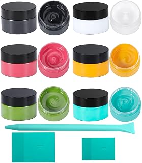 BOOLOOEN Chalk Paste Paint Kit - 6 Colors with 3 Squeegees, Non-Toxic DIY Stencil Paint for Wood, Fabric, T-Shirts, Walls - Craft Paint for Home Decor, Furniture, Signs & Art