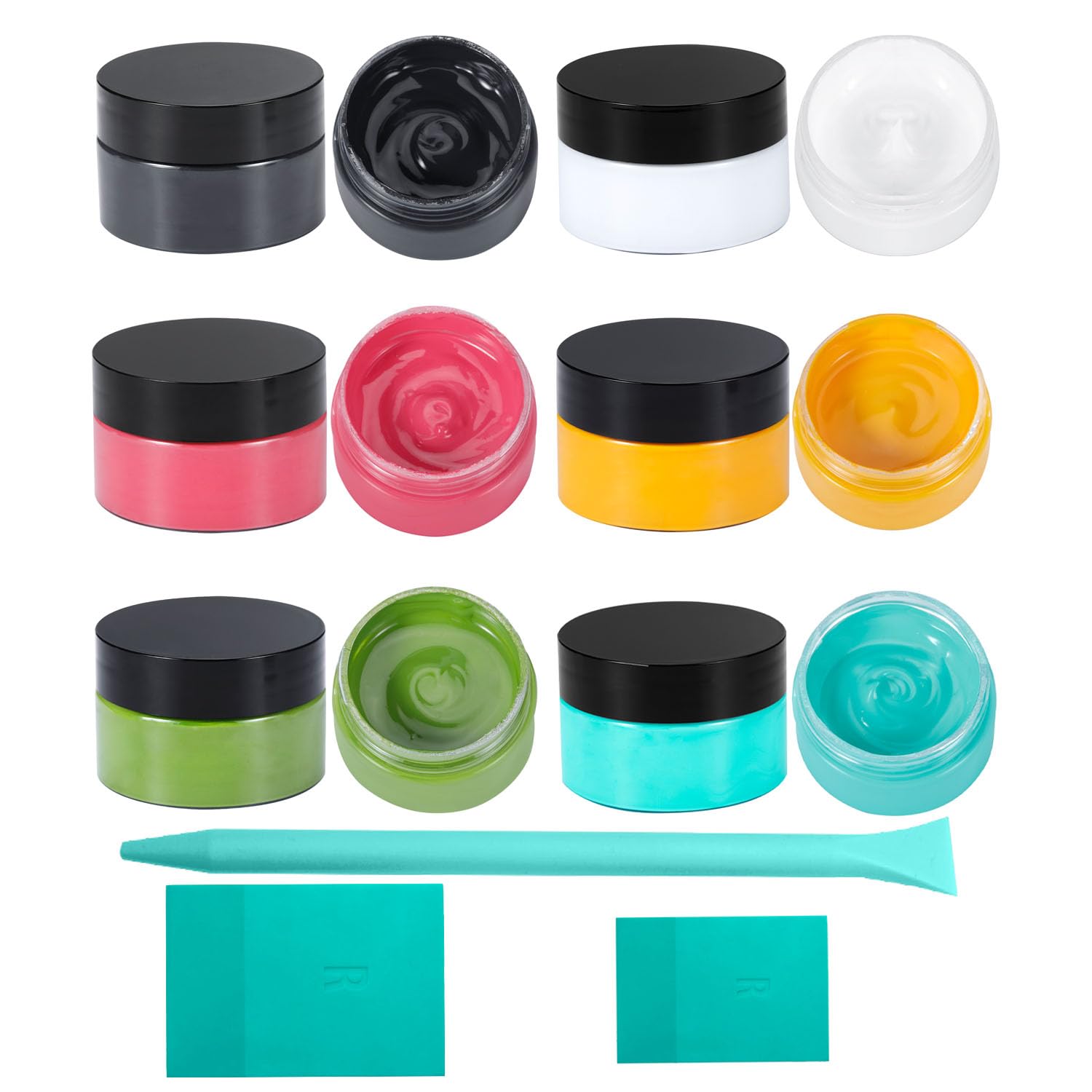 BOOLOOEN Chalk Paste Paint Kit - 6 Colors with 3 Squeegees, Non-Toxic DIY Stenci