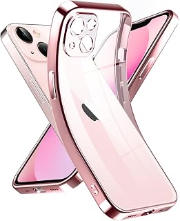 Supdeal Crystal Clear Case for iPhone 13 Mini, [Not Yellowing] [Camera Protection] [Military Grade Drop Tested] Transparent Shockproof Protective Soft Silicone Slim Cover, 5.4 inch, Pink