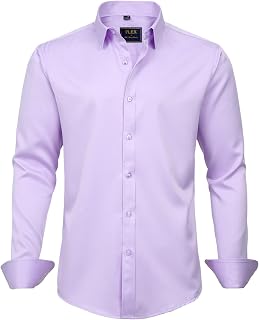 J.VER 男児用長袖ドレスシャツ 無地 ストレッチ しわ防止 シャツ キッズ カジュアル ボタンダウンシャツ 学生服