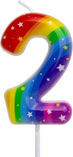 Rainbow Birthday Candles Rainbow Star Themed 2nd Cake Toppers Candle for Women Girls Baby Shower Wedding Birthday Party Decorations Supplies