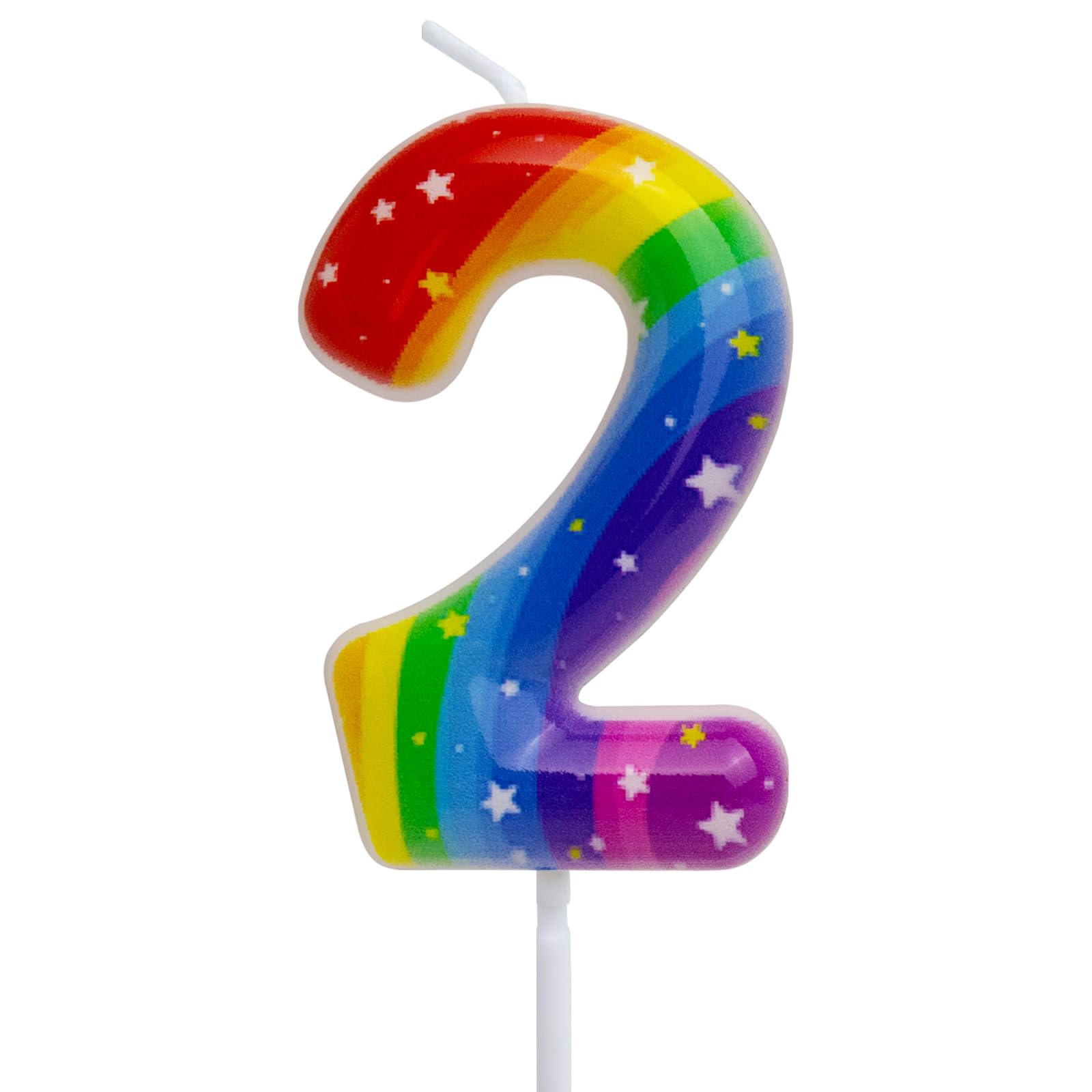 Rainbow Birthday Candles Rainbow Star Themed 2nd Cake Toppers Candle for Women G