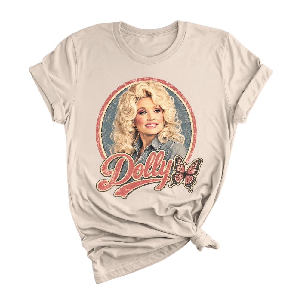 Dolly Legend Parton Shirt for Women, Memorial Butterfly Retro Country Music Tee