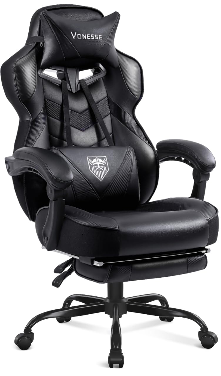 Vonesse Gaming Chair, Reclining Gaming Chairs with Footrest and Massage, High Ba