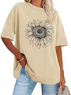 Oversized T-Shirts for Women Summer Short Sleeve Casual Basic Tee Tops Loose Fit Shirts