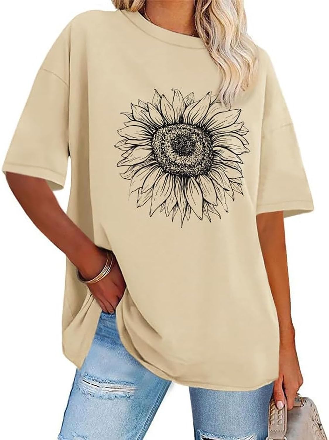 Oversized T-Shirts for Women Summer Short Sleeve Casual Basic Tee Tops Loose Fit
