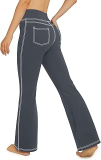 G4Free Women's Trousers with Pockets High Waist Bootcut Jeans Elastic Style Sports Trousers Casual Workout Dress Small/Normal/High