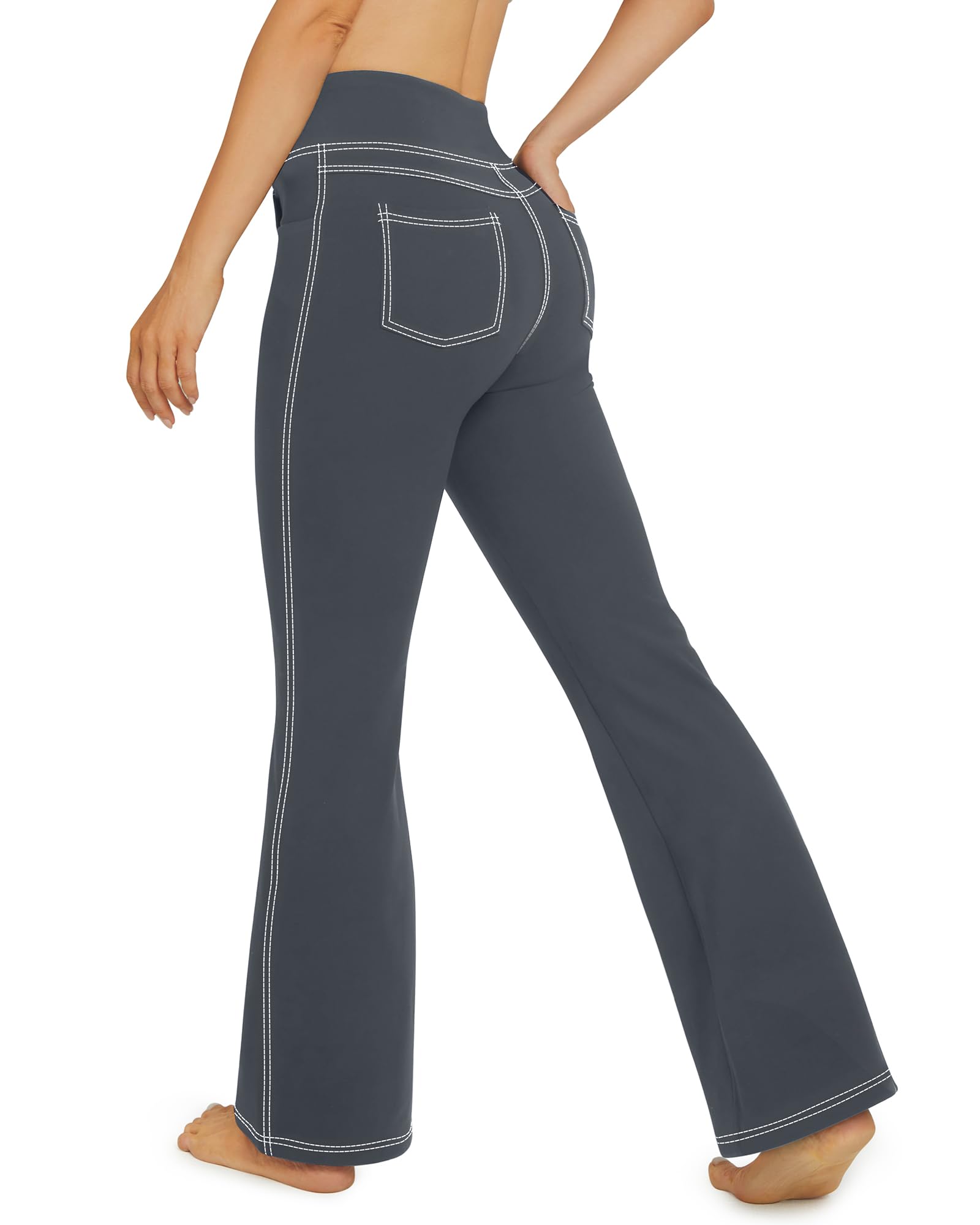 G4Free Women's Trousers with Pockets High Waist Bootcut Jeans Elastic Style Spor