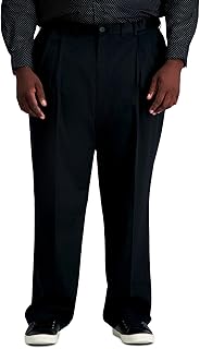 Haggar Men's Premium No Iron Classic Fit Expandable Waist Pleat Front Dress Pant Classic