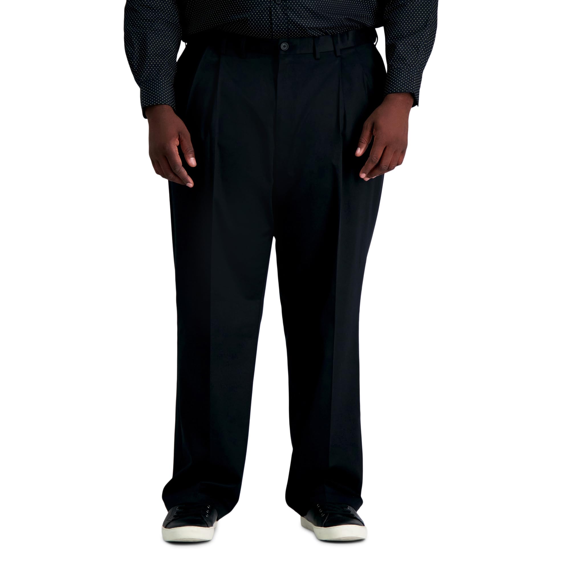 Haggar Men's Premium No Iron Classic Fit Expandable Waist Pleat Front Dress Pant