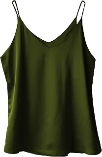 Wantschun Womens Satin Silk Camisole Cami V-Neck Vest Top Blouse Tank Shirt